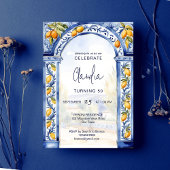 Invitation Fête d'anniversaire italienne en tuiles bleues