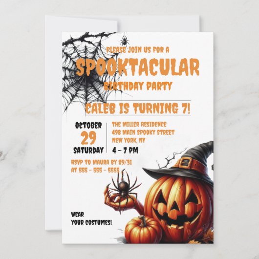 Invitation Fête d'anniversaire Jack-o'Lantern éffrayant (Devant)