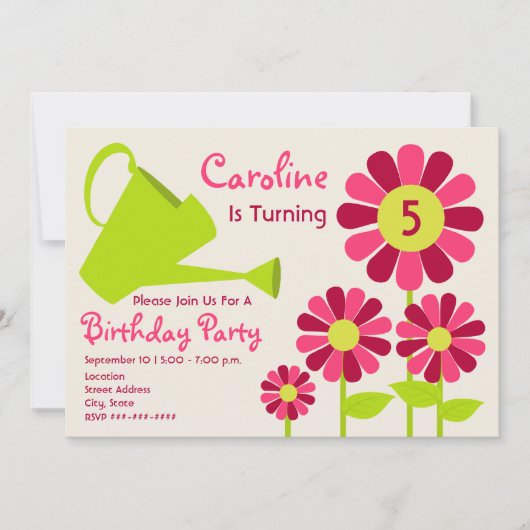 Invitation Fête d'anniversaire - jardin d'agrément et boîte (Devant)