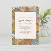 Invitation Fête d'Anniversaire Jaune Boho Floral (Debout devant)