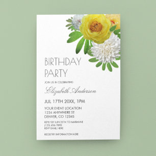 Invitation Fête d'anniversaire jaune et blanc
