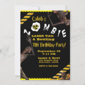 Invitation Fête d'anniversaire jaune et noir des zombies (Devant)