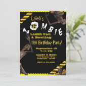 Invitation Fête d'anniversaire jaune et noir des zombies (Debout devant)