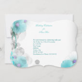 Invitation Fête d'anniversaire Joli Floral Turquoise Papillon (Dos)
