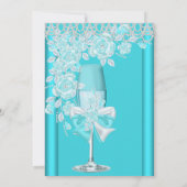 Invitation Fête d'anniversaire Joli Turquoise Blue Rose Champ (Dos)
