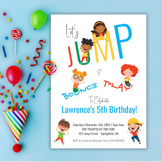 Invitation Fête d'anniversaire Jump Bounce Play Trampoline Pa