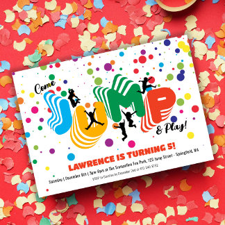 Invitation Fête d'anniversaire Jump Play Trampoline Park pour