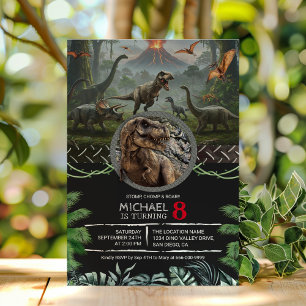 Invitation Fête d'anniversaire jurassique des dinosaures Stom