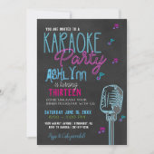 Invitation Fête d'anniversaire karaoké pour préadolescents/ad (Devant)