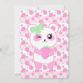 Invitation Fête d'anniversaire Kawaii Panda, mûre fraise rose (Dos)
