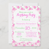 Invitation Fête d'anniversaire Kawaii Panda, mûre fraise rose (Devant)