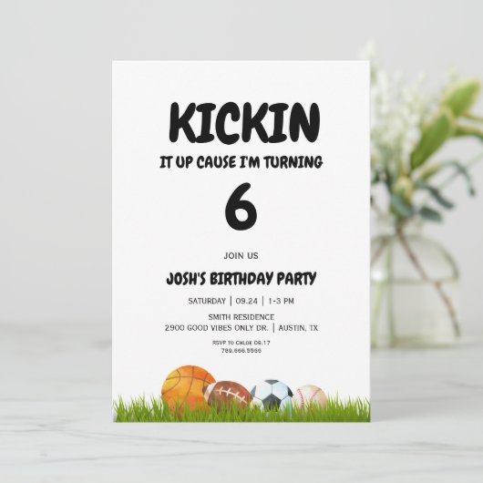 Invitation Fête d'anniversaire Kickin it Up (Debout devant)