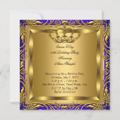 Invitation Fête d'anniversaire King ou Queen Royal Blue Gold (Dos)