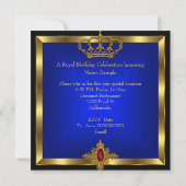 Invitation Fête d'anniversaire King ou Queen Royal Blue Red (Dos)