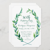 Invitation Fête d'anniversaire Laurel Wreath Olive Leaf Branc (Devant / Derrière)