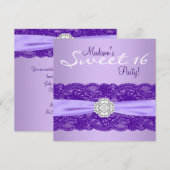 Invitation Fête d'anniversaire lavande violet (Devant / Derrière)