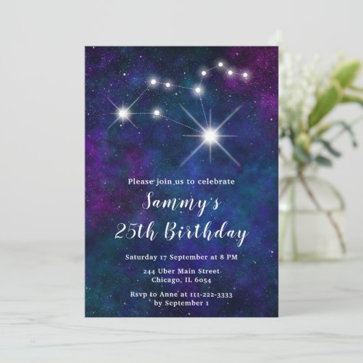 Invitation Fête d'anniversaire Leo Zodiac Constellation (Debout devant)