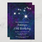 Invitation Fête d'anniversaire Leo Zodiac Constellation (Devant / Derrière)