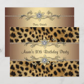 Invitation Fête d'anniversaire Léopard (Devant / Derrière)