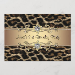 Invitation Fête d'anniversaire léopard de femme