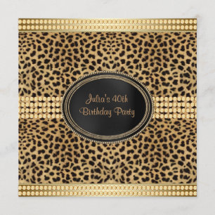 Invitation Fête d'anniversaire Léopard d'or