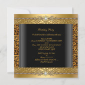 Invitation Fête d'anniversaire Léopard Doré Diamant (Dos)