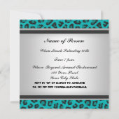 Invitation Fête d'anniversaire Leopard Fur Turquoise (Dos)
