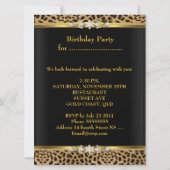 Invitation Fête d'anniversaire Léopard Or Noir (Dos)