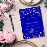 Invitation Fête d'anniversaire les étoiles bleues royales<br><div class="desc">Une invitation à la fête d'anniversaire de 40e (ou tout âge) pour lui et elle. Un arrière - plan bleu royal décoré d'étoiles. Personnalisez et ajoutez un nom et des détails du parti.</div>