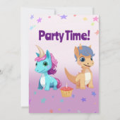 Invitation Fête d'anniversaire licorne et dinosaure pour enfa (Dos)