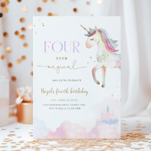 Invitation Fête d'anniversaire licorne magique pour toujours