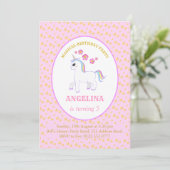Invitation Fête d'anniversaire licorne mignonne (Debout devant)