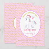 Invitation Fête d'anniversaire licorne mignonne (Devant / Derrière)