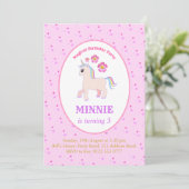 Invitation Fête d'anniversaire licorne mignonne (Debout devant)