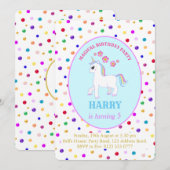 Invitation Fête d'anniversaire licorne mignonne (Devant / Derrière)