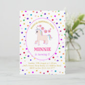 Invitation Fête d'anniversaire licorne mignonne (Debout devant)