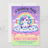 Invitation Fête d'anniversaire licorne personnalisable (Devant)