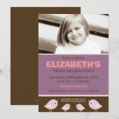 Invitation Fête d'anniversaire lilas de peu de fille de (Devant / Derrière)