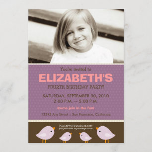 Invitation Fête d'anniversaire lilas de peu de fille de