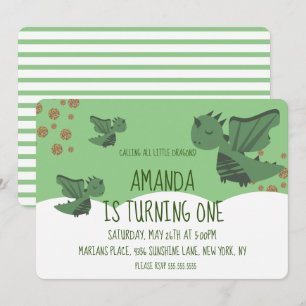 Invitation Fête d'anniversaire Little Dragons Glitter and Clo