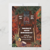Invitation Fête d'anniversaire Luau Aloha Tiki Vintage (Dos)