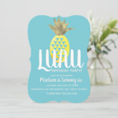 Invitation Fête d'anniversaire Luau Ananas Tout Âge (Debout devant)