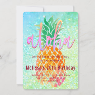 Invitation fête d'anniversaire luau aquarelle ananas
