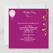 Invitation Fête d'anniversaire Lumières roses Étoiles or (Dos)