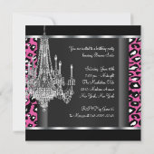 Invitation Fête d'anniversaire lustre rose léopard (Dos)