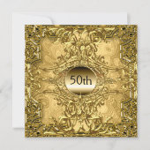 Invitation Fête d'anniversaire Luxeuse 50 ans Or Party d'or (Devant)