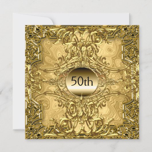 Invitation Fête d'anniversaire Luxeuse 50 ans Or Party d'or (Devant)