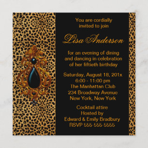 Invitation Fête d'anniversaire Luxueuse Léopard