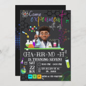 Invitation Fête d'anniversaire Mad Science/Science Experience (Devant / Derrière)