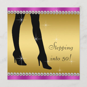 Invitation Fête d'anniversaire Magenta et Gold